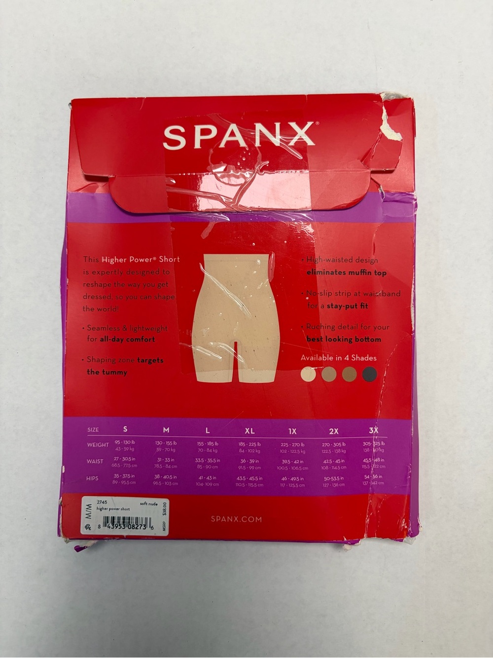SPANX Higher Power Short - Red Packaging with Nude Short - Picture 2 of 3